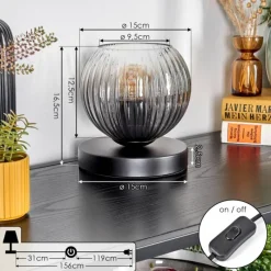 hofstein Koyoto Lampe à poser 15 cm Clair, Fumé, 1 lumière