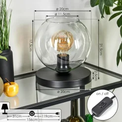 hofstein Koyoto Lampe à poser 20 cm Noir, 1 lumière