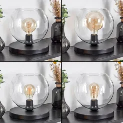 hofstein Koyoto Lampe à poser 25 cm Noir, 1 lumière