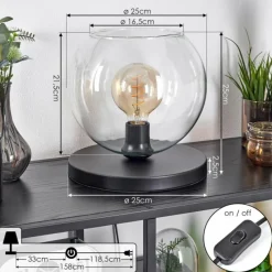 hofstein Koyoto Lampe à poser 25 cm Noir, 1 lumière