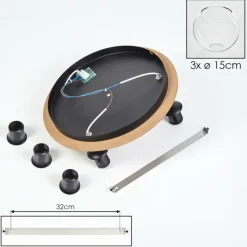 hofstein Koyoto Plafonnier, Boule lumineuse 40 cm Brun, Couleur bois, Noir, 3 lumières