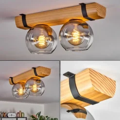 hofstein Koyoto Plafonnier, Boule lumineuse Écru, Noir, 2 lumières