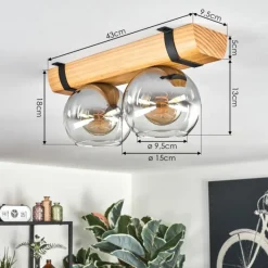 hofstein Koyoto Plafonnier, Boule lumineuse Écru, Noir, 2 lumières