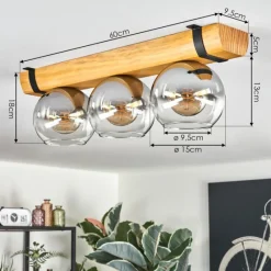 hofstein Koyoto Plafonnier, Boule lumineuse Écru, Noir, 3 lumières