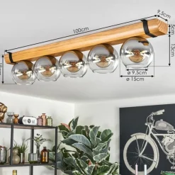 hofstein Koyoto Plafonnier, Boule lumineuse Écru, Noir, 5 lumières