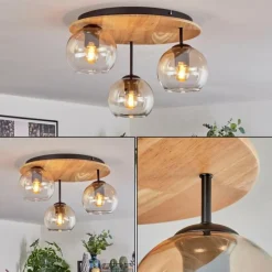 hofstein Koyoto Plafonnier, Boule lumineuse Écru, Noir, 3 lumières