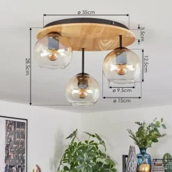 hofstein Koyoto Plafonnier, Boule lumineuse Écru, Noir, 3 lumières