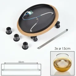 Lampes Dorées-hofstein Koyoto Plafonnier, Boule lumineuse Écru, Noir, 3 lumières