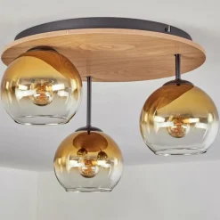 Lampes Dorées-hofstein Koyoto Plafonnier, Boule lumineuse Écru, Noir, 3 lumières
