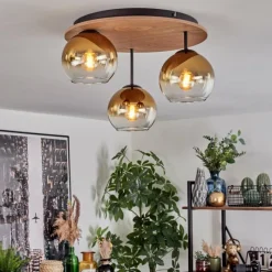 Lampes Dorées-hofstein Koyoto Plafonnier, Boule lumineuse Écru, Noir, 3 lumières