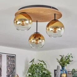 Lampes Dorées-hofstein Koyoto Plafonnier, Boule lumineuse Écru, Noir, 3 lumières