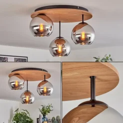 hofstein Koyoto Plafonnier, Boule lumineuse Écru, Noir, 3 lumières