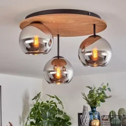 hofstein Koyoto Plafonnier, Boule lumineuse Écru, Noir, 3 lumières