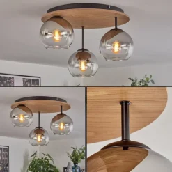 hofstein Koyoto Plafonnier, Boule lumineuse Écru, Noir, 3 lumières