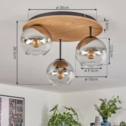 hofstein Koyoto Plafonnier, Boule lumineuse Écru, Noir, 3 lumières