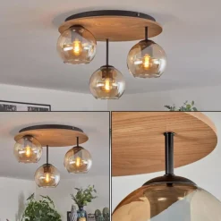 hofstein Koyoto Plafonnier, Boule lumineuse Écru, Noir, 3 lumières