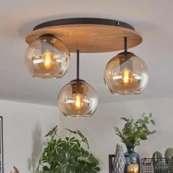 hofstein Koyoto Plafonnier, Boule lumineuse Écru, Noir, 3 lumières