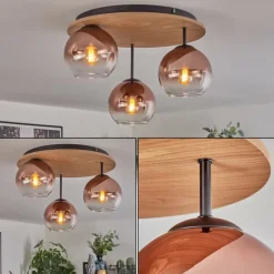 hofstein Koyoto Plafonnier, Boule lumineuse Écru, Noir, 3 lumières