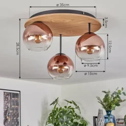 hofstein Koyoto Plafonnier, Boule lumineuse Écru, Noir, 3 lumières