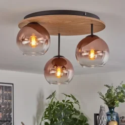 hofstein Koyoto Plafonnier, Boule lumineuse Écru, Noir, 3 lumières