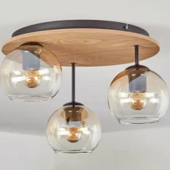 Lampes Vintages & Rétros-hofstein Koyoto Plafonnier, Boule lumineuse Écru, Noir, 3 lumières
