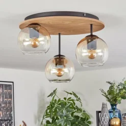 Lampes Vintages & Rétros-hofstein Koyoto Plafonnier, Boule lumineuse Écru, Noir, 3 lumières