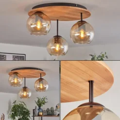 hofstein Koyoto Plafonnier, Boule lumineuse Écru, Noir, 3 lumières