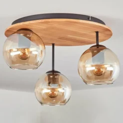 hofstein Koyoto Plafonnier, Boule lumineuse Écru, Noir, 3 lumières