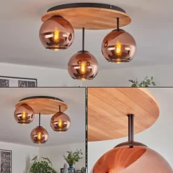 hofstein Koyoto Plafonnier, Boule lumineuse Écru, Noir, 3 lumières