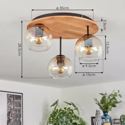 hofstein Koyoto Plafonnier, Boule lumineuse Écru, Noir, 3 lumières