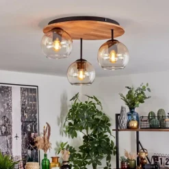 hofstein Koyoto Plafonnier, Boule lumineuse Écru, Noir, 3 lumières