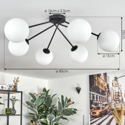 hofstein Koyoto Plafonnier, Boule lumineuse 15 cm Blanc, 6 lumières