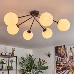 hofstein Koyoto Plafonnier, Boule lumineuse 15 cm Blanc, 6 lumières