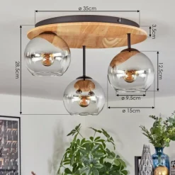 hofstein Koyoto Plafonnier, Boule lumineuse 40 cm Écru, Noir, 3 lumières