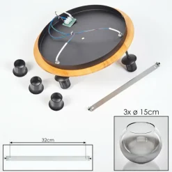 hofstein Koyoto Plafonnier, Boule lumineuse 40 cm Écru, Noir, 3 lumières