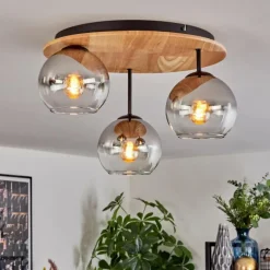 hofstein Koyoto Plafonnier, Boule lumineuse 40 cm Écru, Noir, 3 lumières