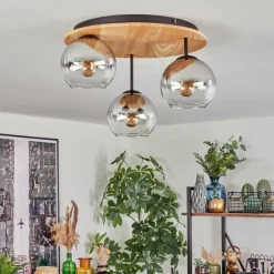 hofstein Koyoto Plafonnier, Boule lumineuse 40 cm Écru, Noir, 3 lumières