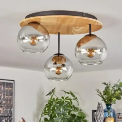 hofstein Koyoto Plafonnier, Boule lumineuse 40 cm Écru, Noir, 3 lumières