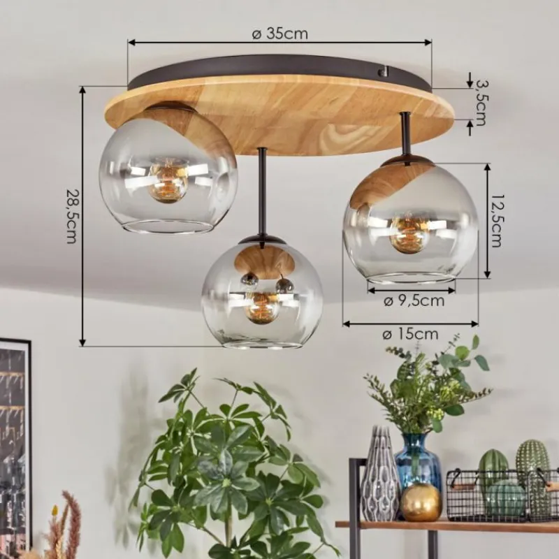 hofstein Koyoto Plafonnier, Boule lumineuse 40 cm Écru, Noir, 3 lumières