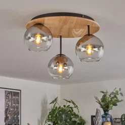 hofstein Koyoto Plafonnier, Boule lumineuse 40 cm Écru, Noir, 3 lumières