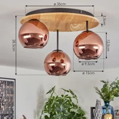 hofstein Koyoto Plafonnier, Boule lumineuse 40 cm Écru, Noir, 3 lumières