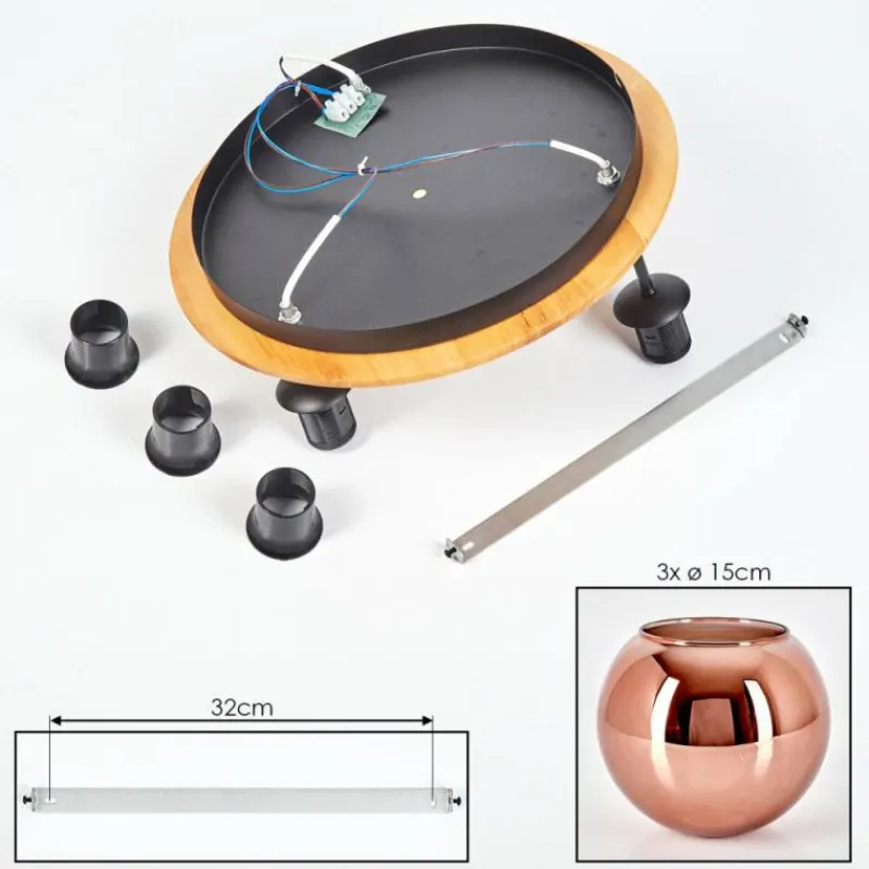 hofstein Koyoto Plafonnier, Boule lumineuse 40 cm Écru, Noir, 3 lumières