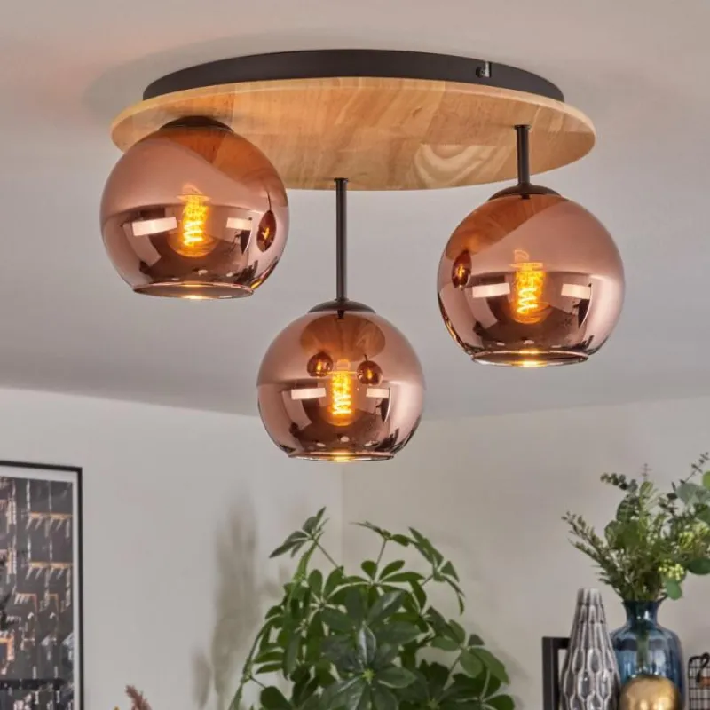 hofstein Koyoto Plafonnier, Boule lumineuse 40 cm Écru, Noir, 3 lumières