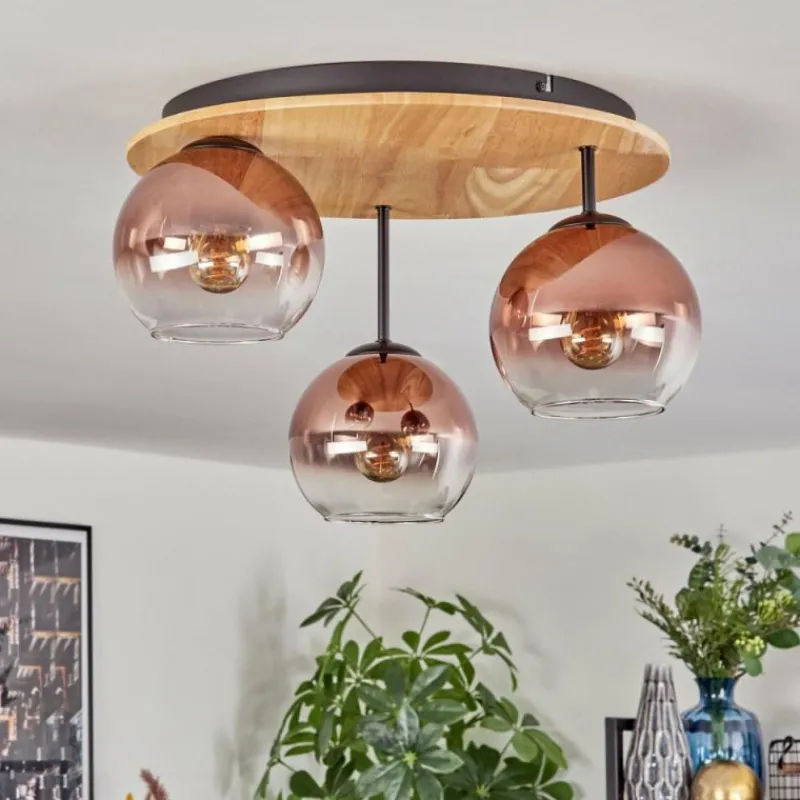 hofstein Koyoto Plafonnier, Boule lumineuse 40 cm Écru, Noir, 3 lumières