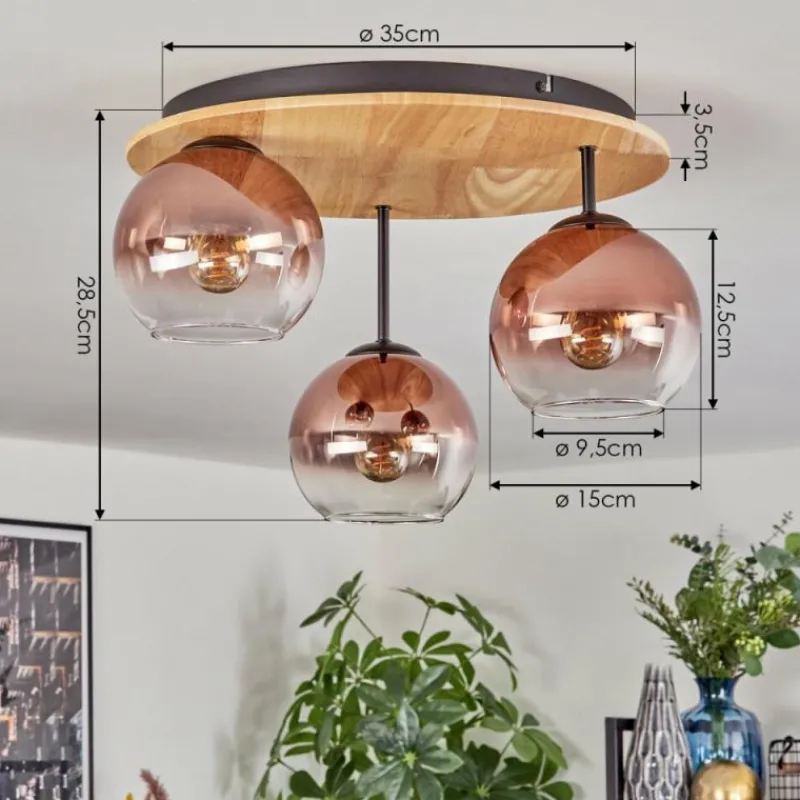 hofstein Koyoto Plafonnier, Boule lumineuse 40 cm Écru, Noir, 3 lumières