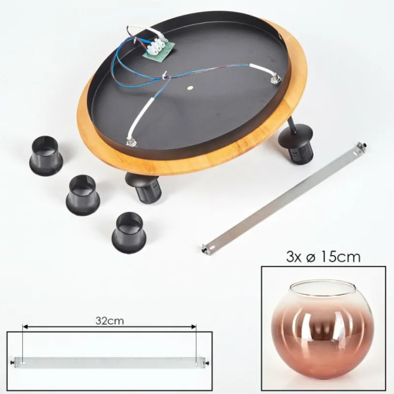 hofstein Koyoto Plafonnier, Boule lumineuse 40 cm Écru, Noir, 3 lumières