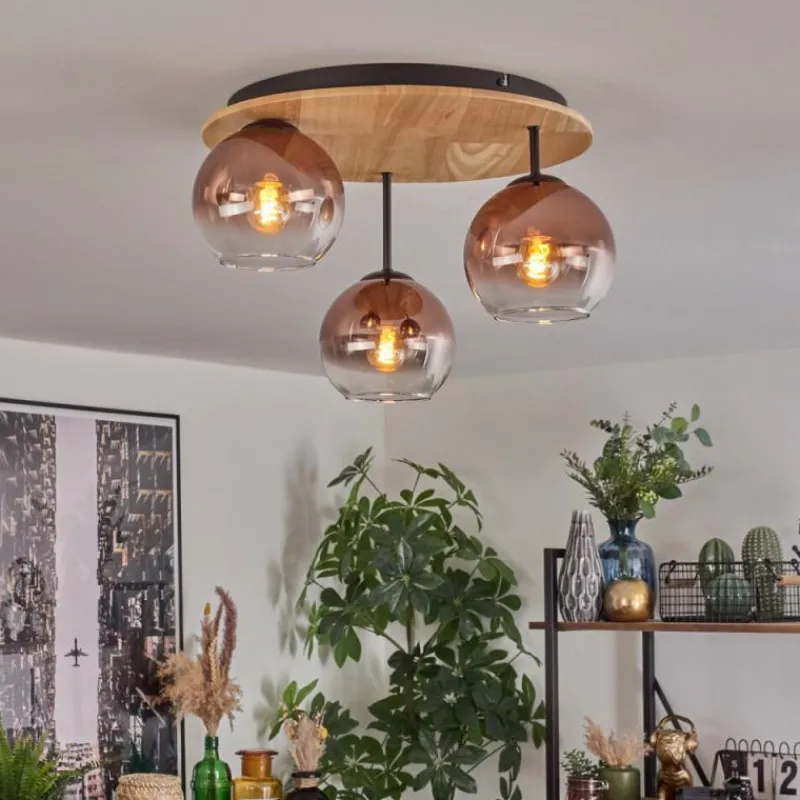 hofstein Koyoto Plafonnier, Boule lumineuse 40 cm Écru, Noir, 3 lumières