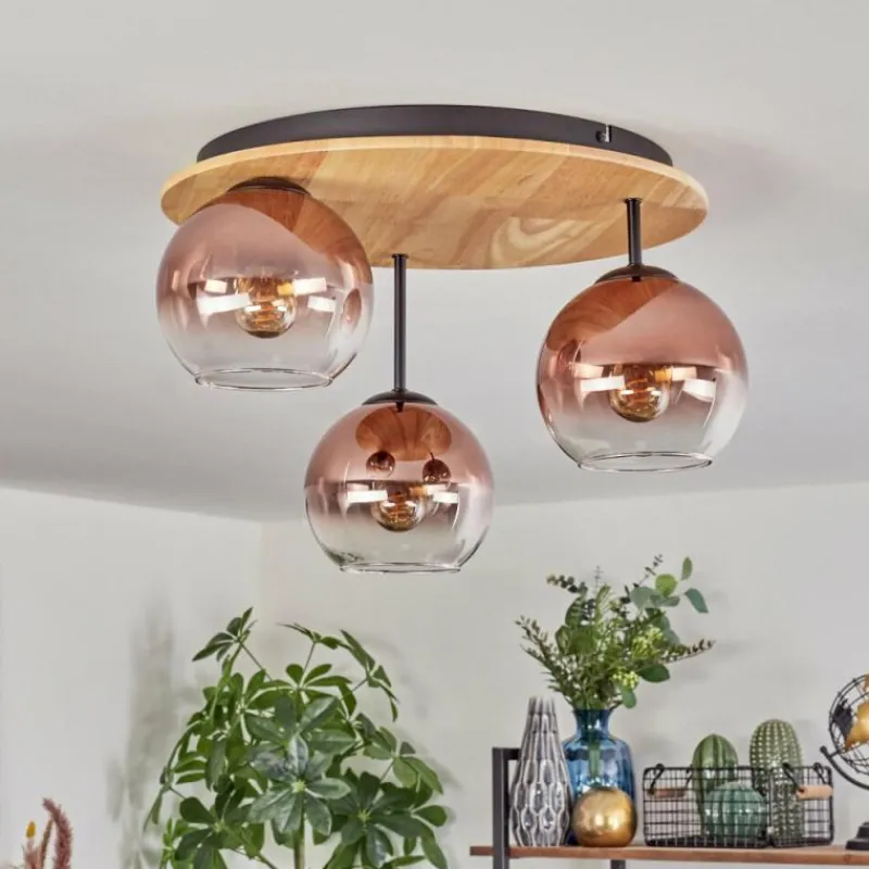 hofstein Koyoto Plafonnier, Boule lumineuse 40 cm Écru, Noir, 3 lumières