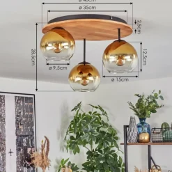 Lampes Dorées-hofstein Koyoto Plafonnier, Boule lumineuse 40 cm Écru, Noir, 3 lumières