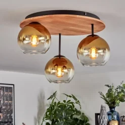 Lampes Dorées-hofstein Koyoto Plafonnier, Boule lumineuse 40 cm Écru, Noir, 3 lumières